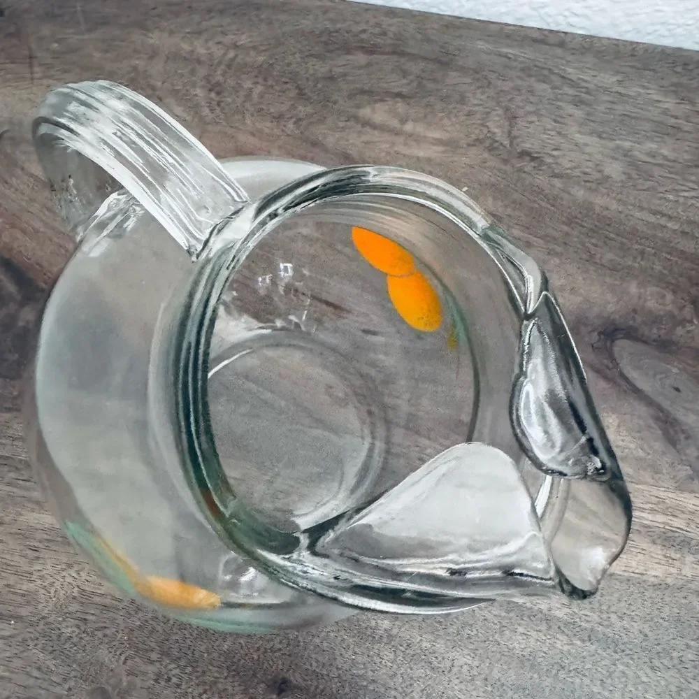 Vintage Orange Graphic Glass Pitcher